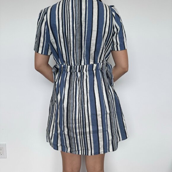 Zara Summer Linen Dress Flowy with Line details and bows on both sides - Picture 4 of 8